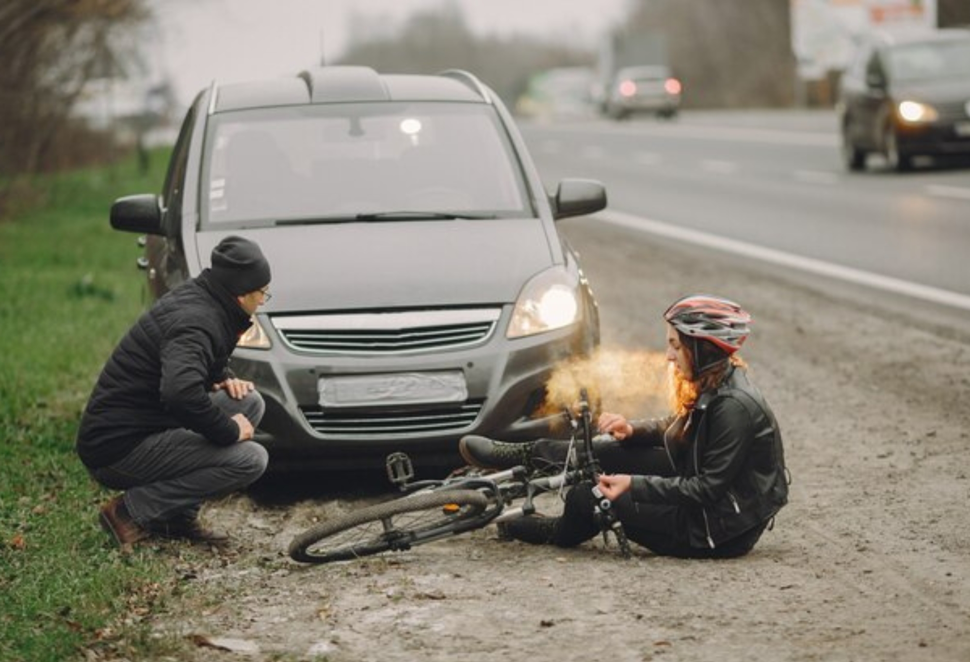 Road Accident with Bicycle and Car